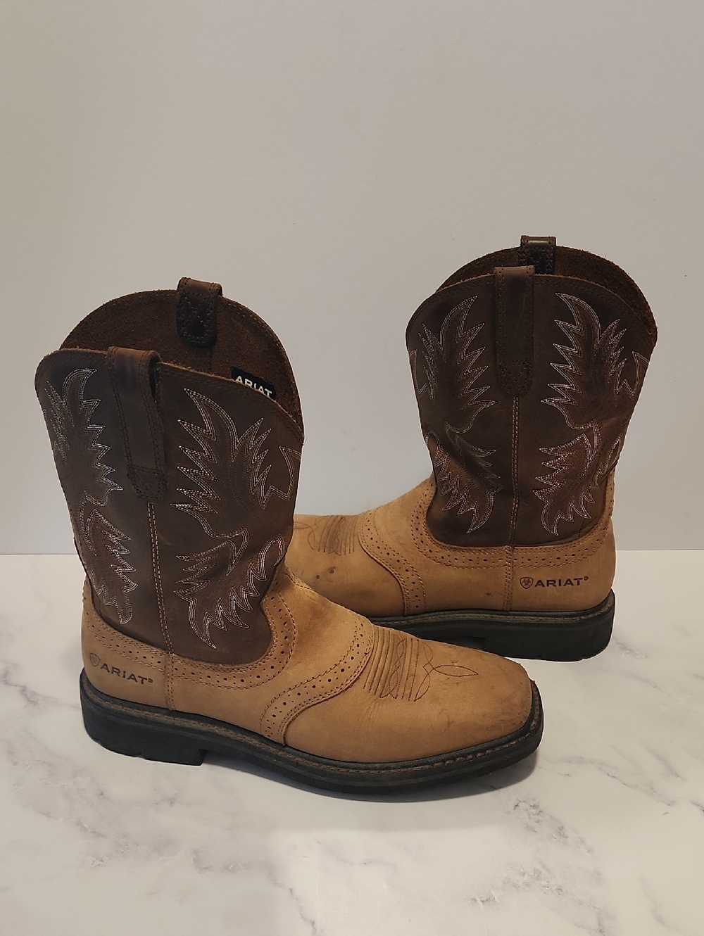 Ariat Two-Tone Brown Leather Cowboy Boots